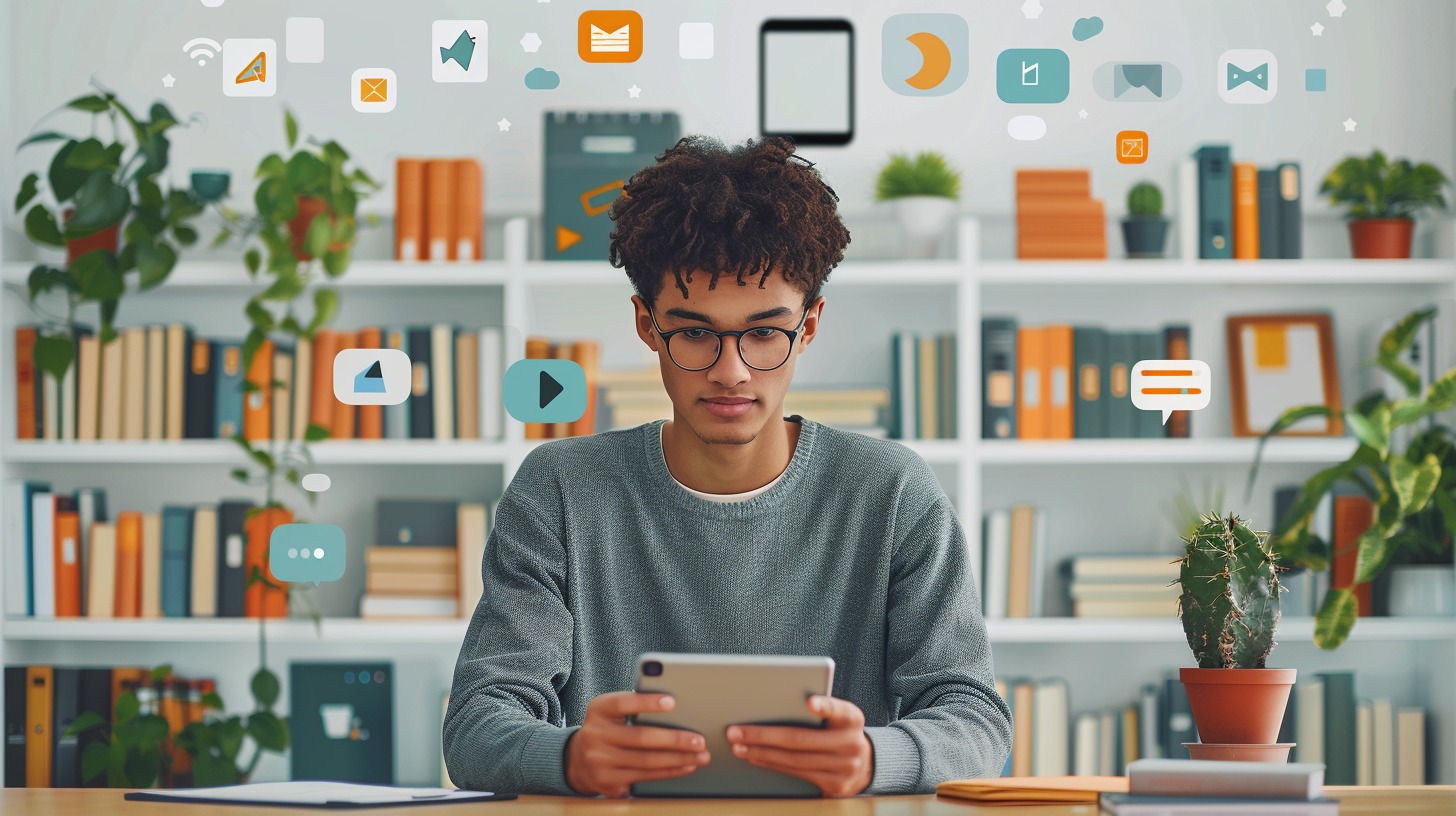 University student using a tablet