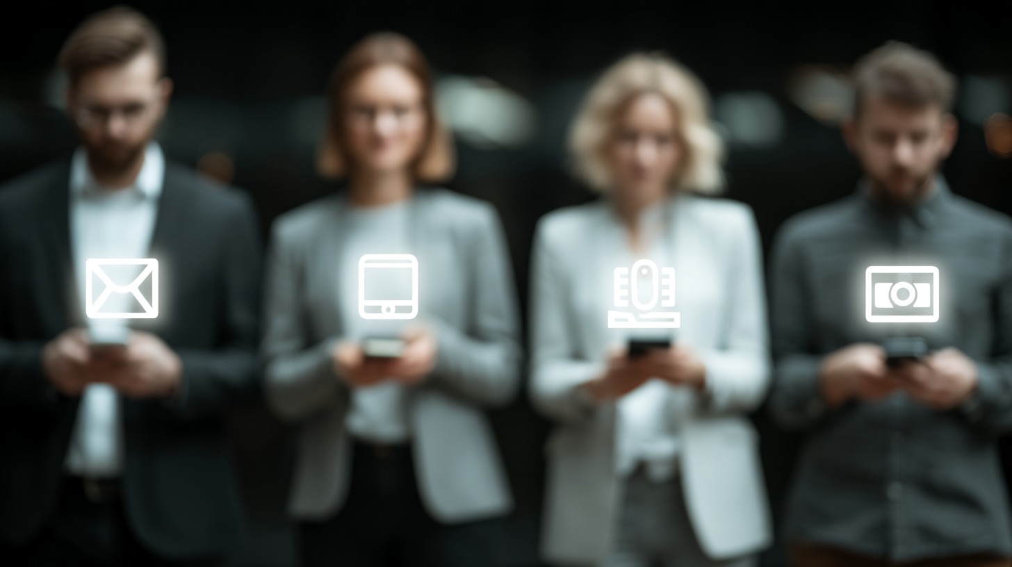 Workers with smartphones